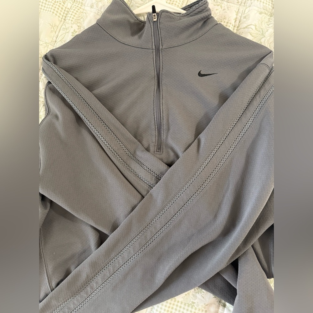 Nike Charcoal Grey Quarter-Zip Pullover with Black Swoosh